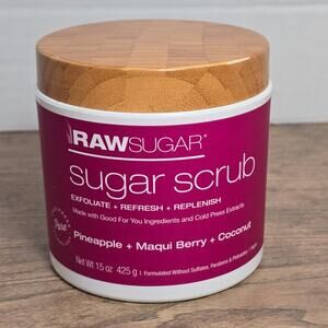 RAW SUGAR Sugar Scrub Pineapple Maqui Berry Coconut 15 oz